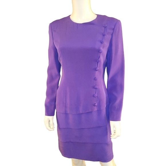 Patrick Collection Dress 100% Silk Purple 6 - Picture 1 of 3